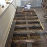 The flooring coming up